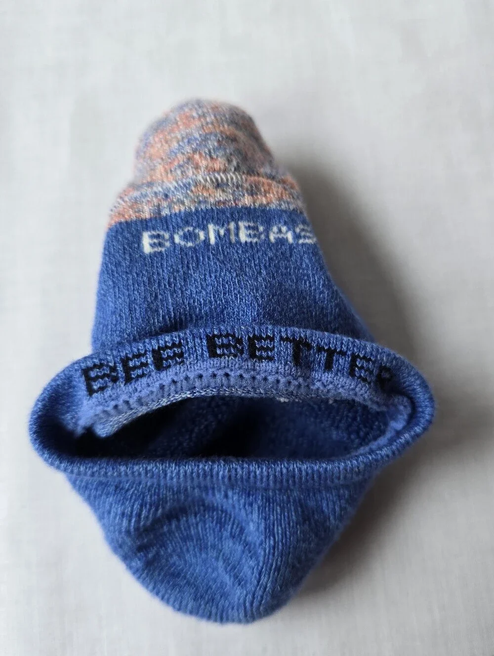 Bombas▪️Cushioned No Show Socks- Blue & Orange Heathered Toe w/ heel grips